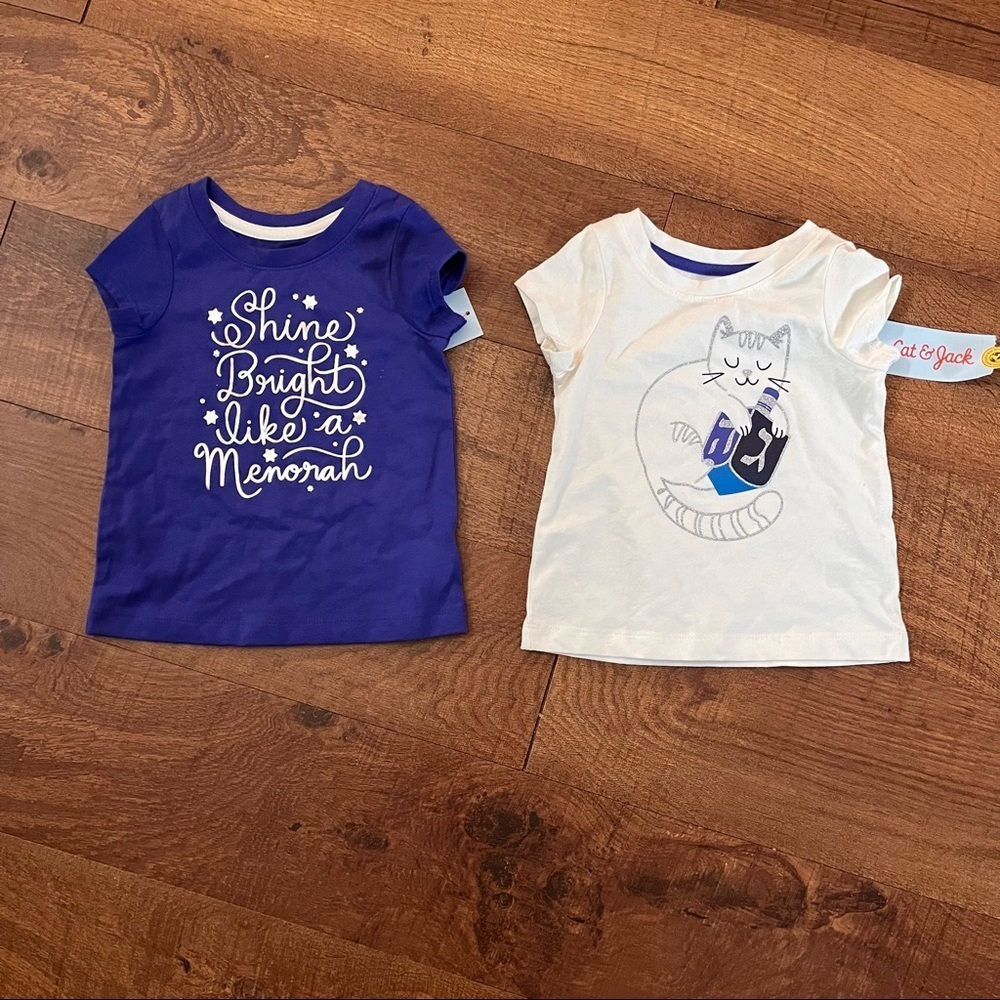 2 nwt toddler girls Hanukkah Chanukah short sleeve tshirts 18 months